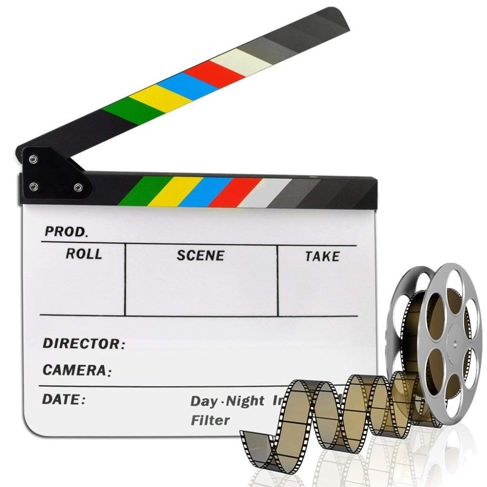 Colorful Photogrpahy Prop Acrylic Clapboard Clapperboard Dry Erase Director Film Movie Cut/ Action Clapper Board Slate