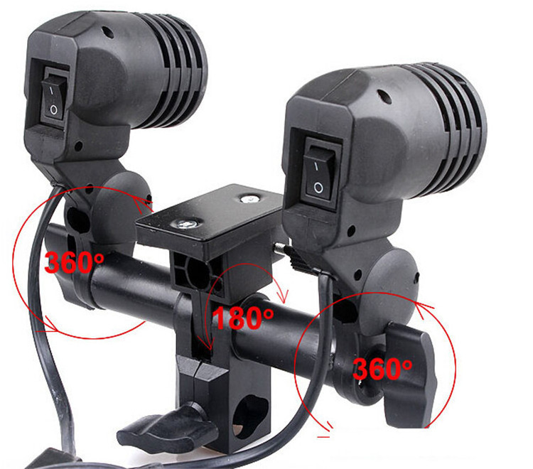 Dual Twin Lamp Bulb Holder E27 Socket Flash Umbrella Bracket light head E 27 Socket Flash Umbrella Bracket 2pcs