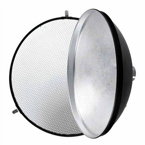 Godox 55cm 22" Studio Silver Beauty Dish Bowens Mount W/ Honeycomb Grid Diffuser Sock for DE300 SK300II SK400II QT600 DP600