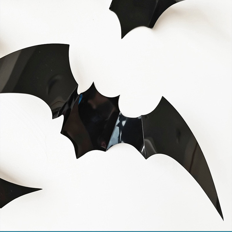 16pcs/set 3D PVC Halloween Black Bat Wall Sticker Halloween Wall Decoration