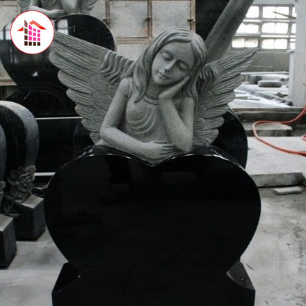 Wholesale Europe America Popular Customizing Heart Tombstone Design Angel Cemetery Headstones Monuments