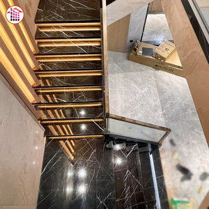 Black Marble  with white veins real Black Marquina  Marble for stairs black stone marble indoor stairs