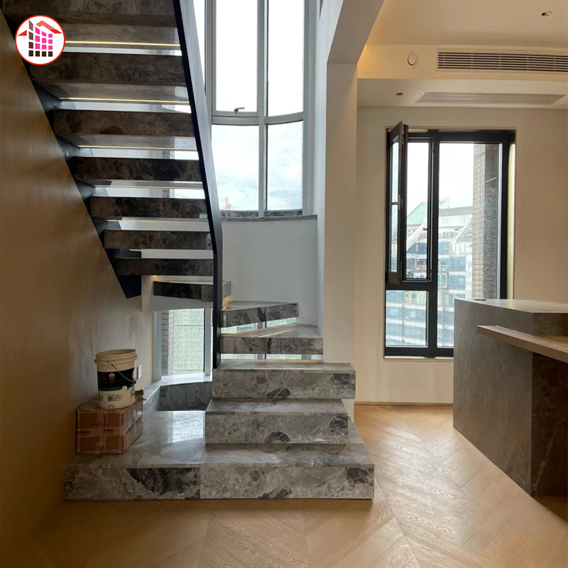 suspended stairs Indoor marble staircase Luxury Modern Home Decoration Floating  stairs natural marble Stairs