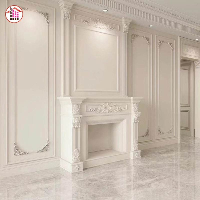 2024 Good Quality Artistic Modern Luxury Natural White Marble Stone Mantel Hand Carved Fireplace For Indoor Decoration