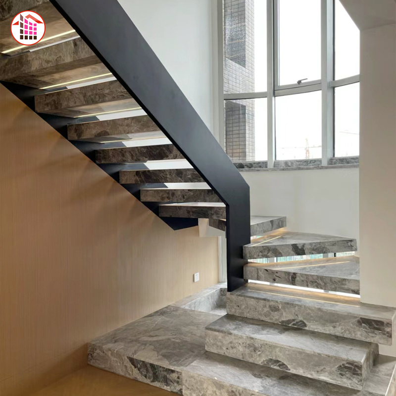 suspended stairs Indoor marble staircase Luxury Modern Home Decoration Floating  stairs natural marble Stairs