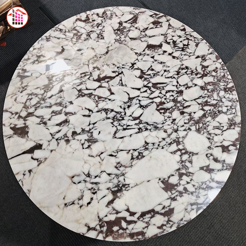 100% natural Calacatta Viola Marble Slab for dining table round table decoration stand  custom size red purple marble