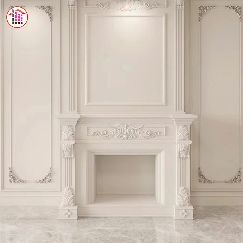 2024 Good Quality Artistic Modern Luxury Natural White Marble Stone Mantel Hand Carved Fireplace For Indoor Decoration