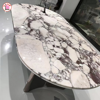 100% natural Calacatta Viola Marble Slab for dining table round table decoration stand  custom size red purple marble