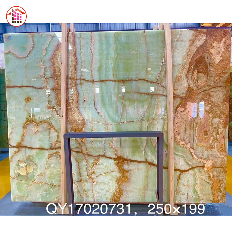 Green-Onyx withe gold veins Onyx Marble Jade Stone Slate Slab translucent marble onyx backlight Wall Panel Price Slab