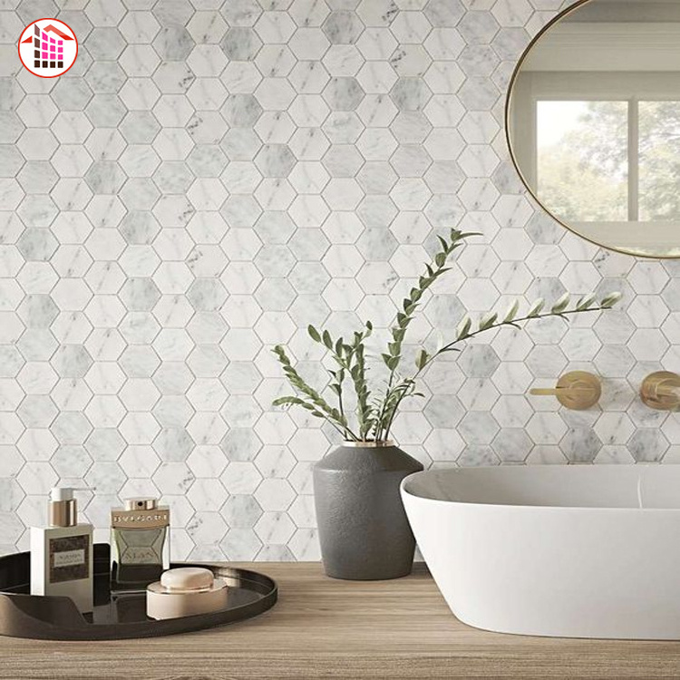 Marble Mosaic Tile for Sale 1premium Hxagon Shape White Wall and Floor Hexagon LOVE Home Stone Polished 300x300mm Parquet CN;GUA