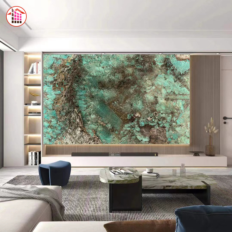 Hotel Project Flooring Design Home Backlit Decor Luxury Modern Natural green Stone Slab Natural Amazonite Green Quartzite