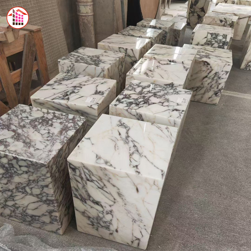 100% natural Calacatta Viola Marble Slab for dining table round table decoration stand  custom size red purple marble