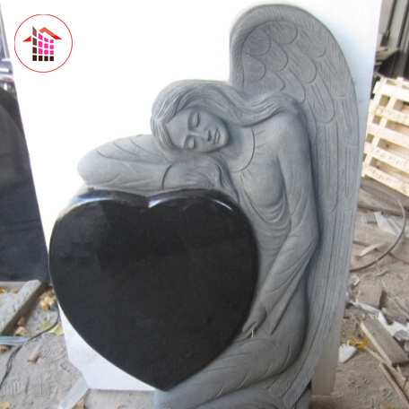 Wholesale Europe America Popular Customizing Heart Tombstone Design Angel Cemetery Headstones Monuments