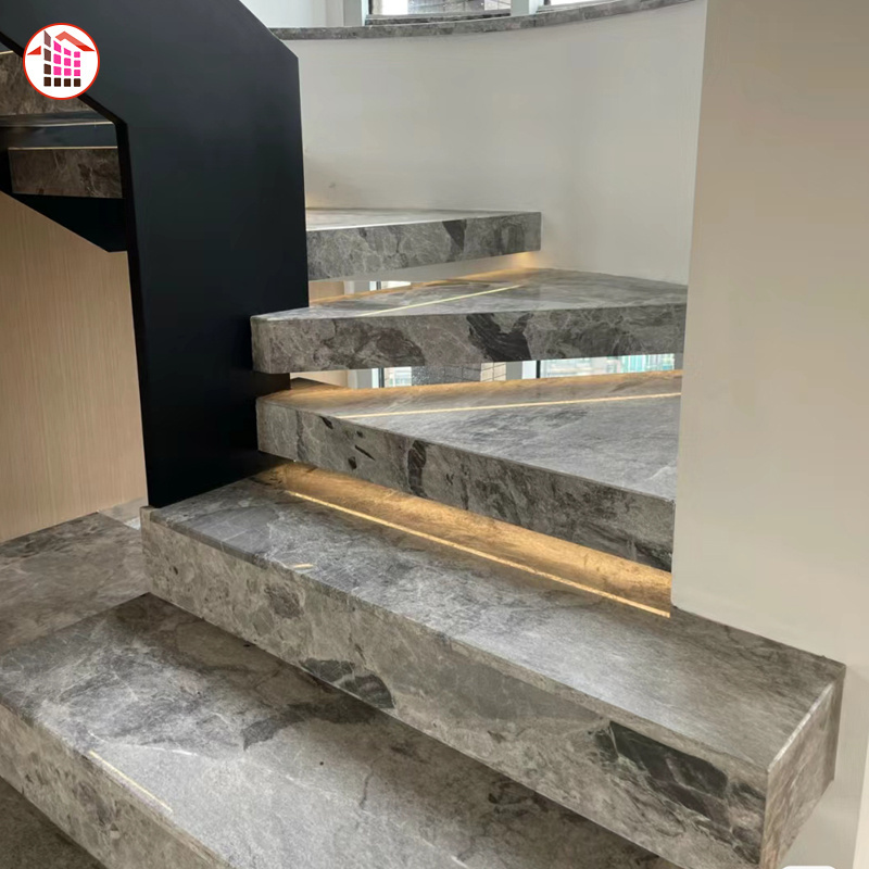 suspended stairs Indoor marble staircase Luxury Modern Home Decoration Floating  stairs natural marble Stairs