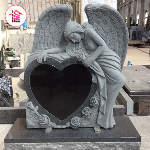 Wholesale Europe America Popular Customizing Heart Tombstone Design Angel Cemetery Headstones Monuments