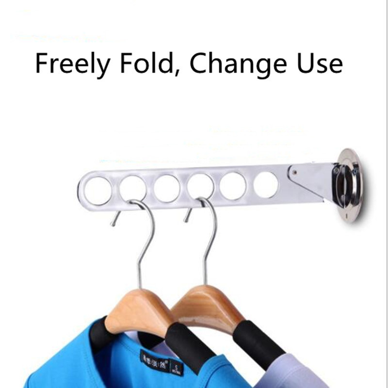 Stainless Steel Folding Clothes Drying Racks Hangers Storage Balcony Wall Hanger for Clothes Organization With Robe Hooks