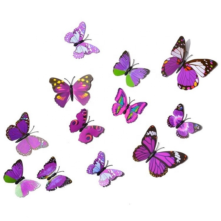 12Pcs/Set PVC 3D Butterfly Shape Wall Stickers For TV Background Home Decoration Kids Bedroom Wall Decorations