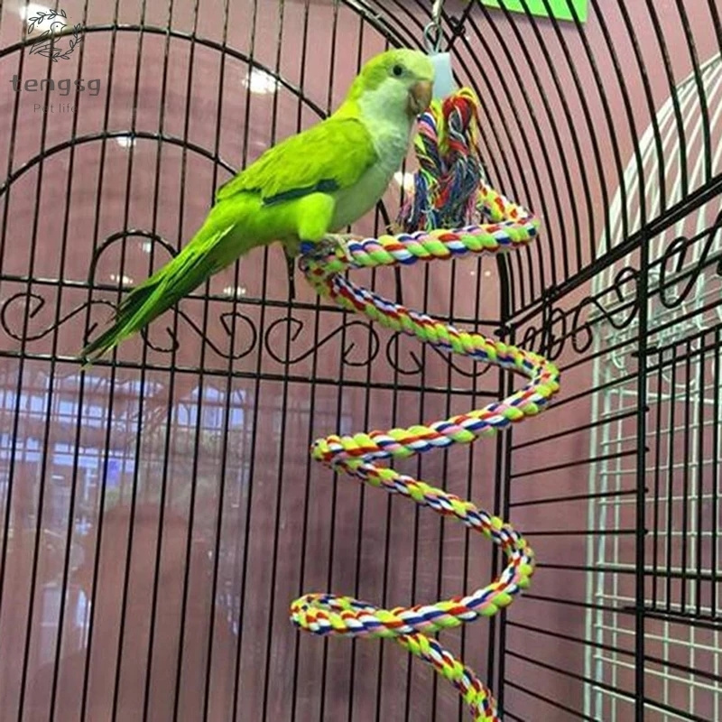 Pet Birds Parrot Toys Cockatoo Parakeet Bird Swing Budgie Cotton Climbing Rope Standing Rod for Pet Playing Toy