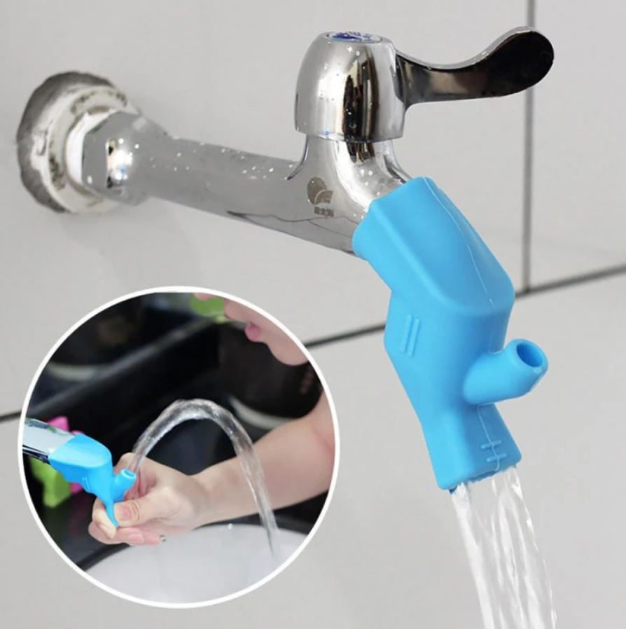 Silicone Bathroom Sink Faucet Extender For Baby Kids Children Hand Washing Kitchen Double Exit Two Color Anti-slip Faucet