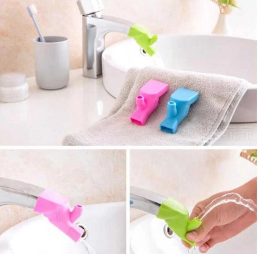 Silicone Bathroom Sink Faucet Extender For Baby Kids Children Hand Washing Kitchen Double Exit Two Color Anti-slip Faucet