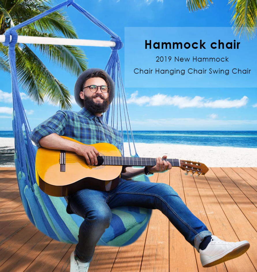 Patio Double Hammock Swing Chair Outdoor Indoor Hanging Rope Chair Swing Seat with 2 Pillows