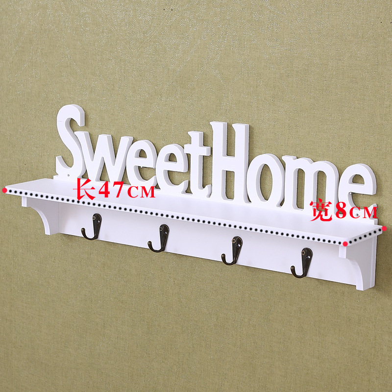 Sweet Home Wall Mounted Rack With Hooks Creative Hanger Storage Shelf For Coat Hat Clothes Key