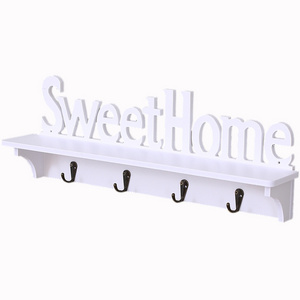 Sweet Home Wall Mounted Rack With Hooks Creative Hanger Storage Shelf For Coat Hat Clothes Key