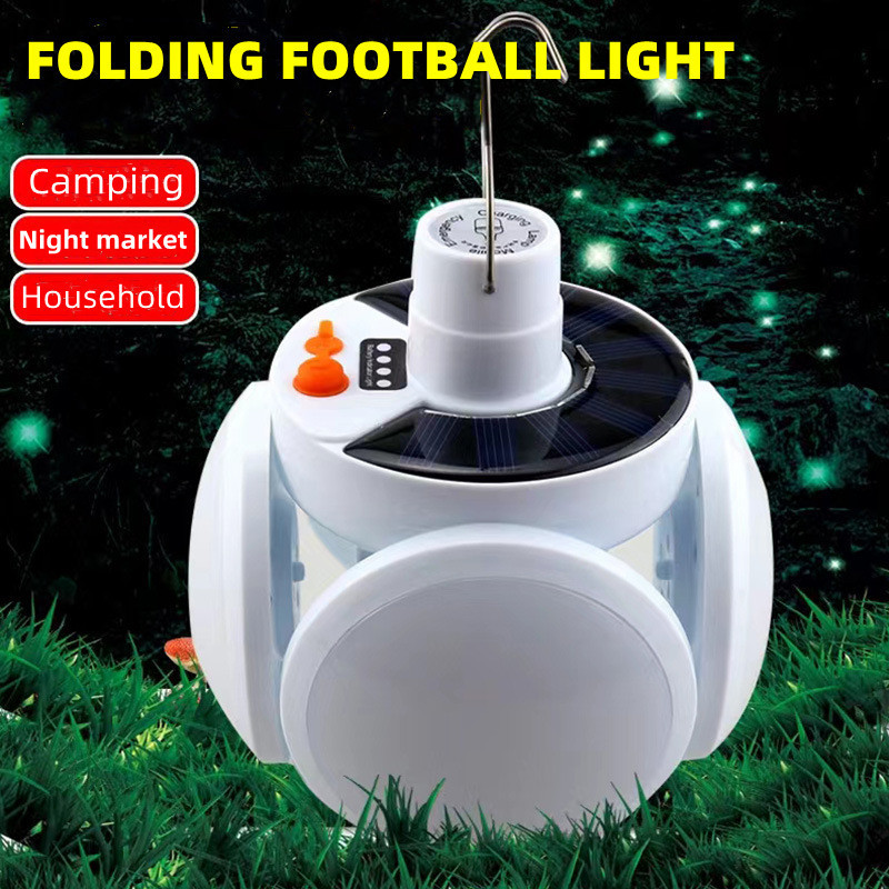 Rechargeable USB Solar Camping Lantern Portable Tent Lamp Folding LED Football Bulbs for Home Office Tent Car Lamp