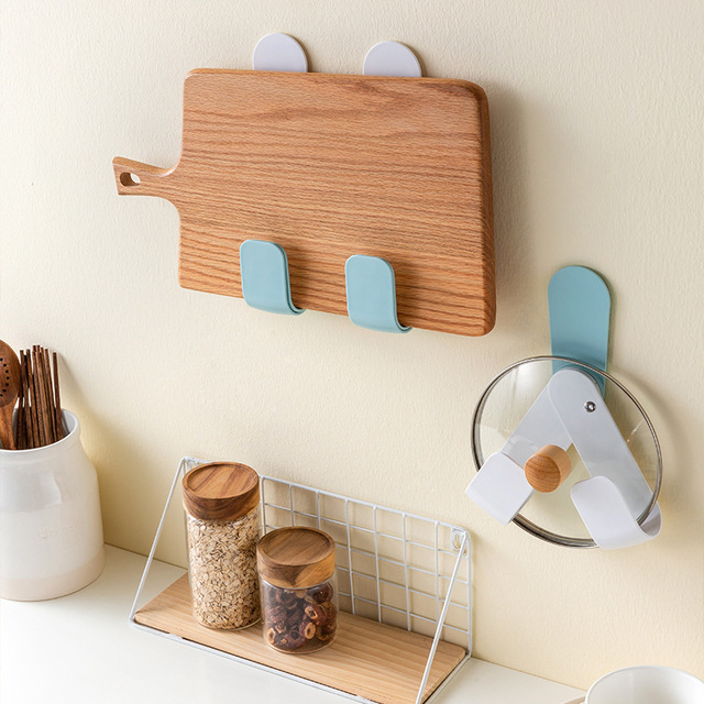 Kitchen Multifunctional Wall Mounted Pan Pot Pan Cover Lid Rack Holder Cutting Board Holder Kitchen Organizer with Hanger Hooks