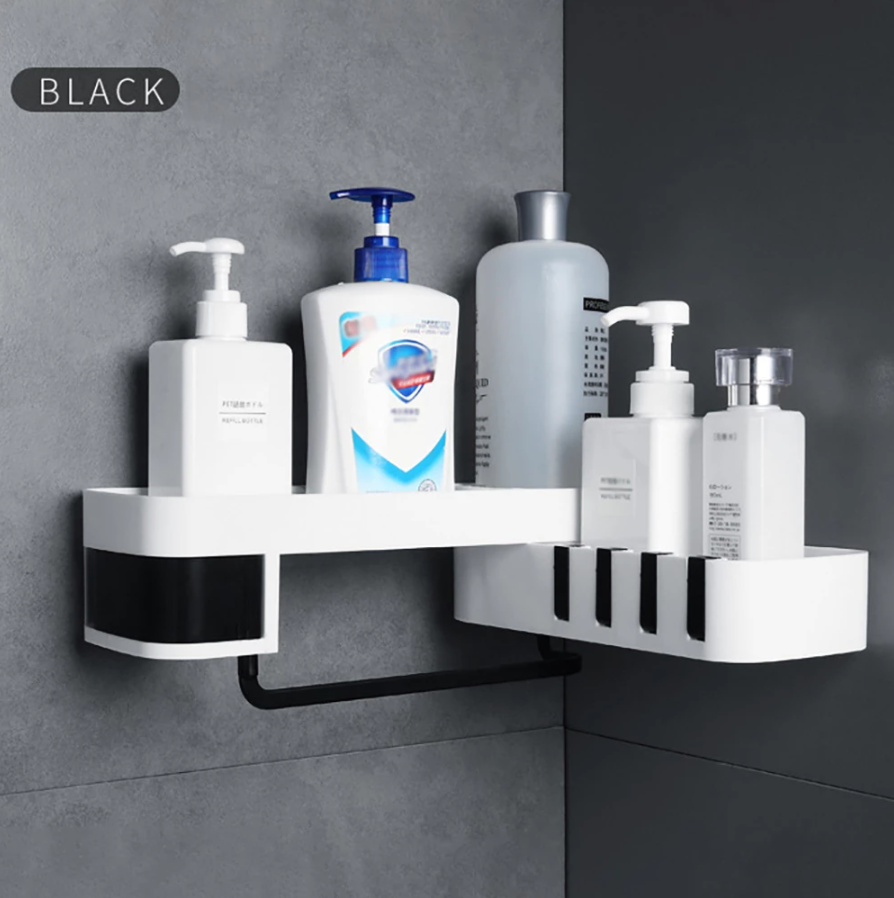 Plastic Wall-Mounted Powerful Vacuum Suction Cup is Easy to Install Corner Bathroom Kitchen Dual-Purpose Shelf