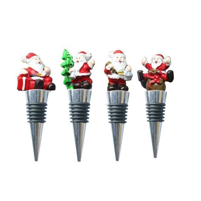 One Pc Price Holiday Christmas Decoration Little Figurines Glass Wine Bottle Stopper Zinc Alloy Cork Wine Stopper