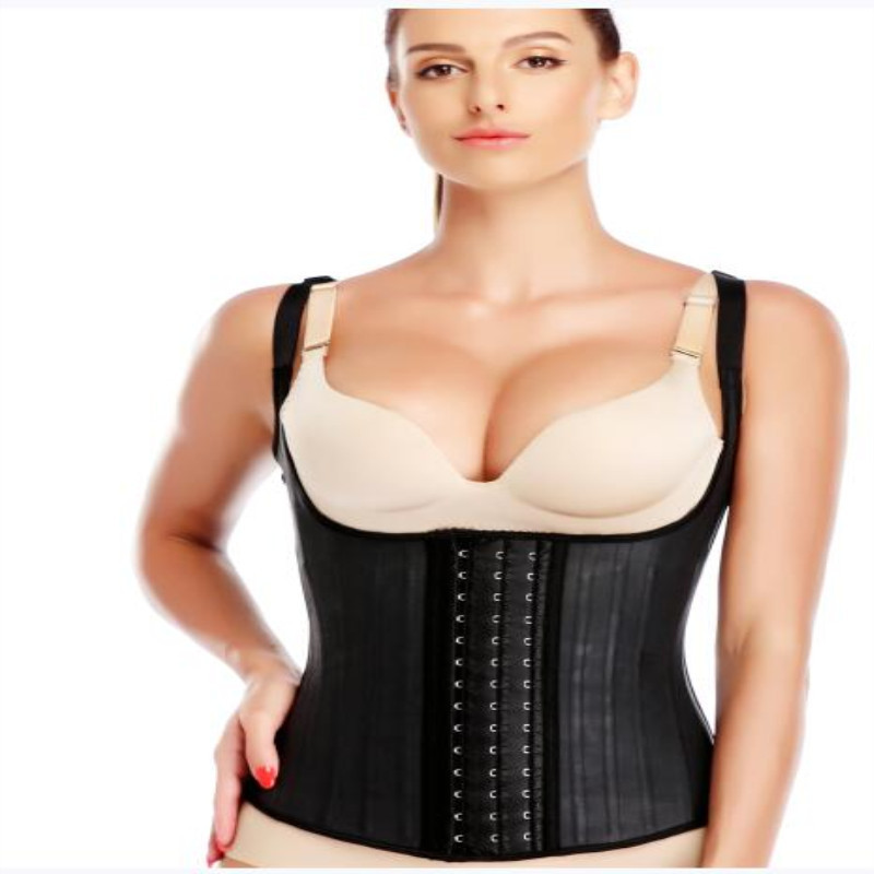 Black/Skin Tone Waist Trainer Latex Corsets Sexy Sport Girdle Women Body Slimming Trimmer Corset