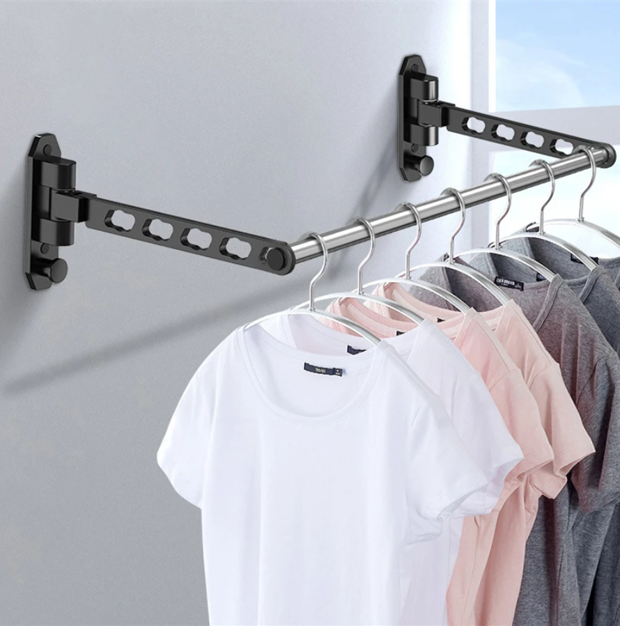 Hot Sale Folding Clothes Hanger Wall Hanging Balcony Clothes Pole Bathroom Toilet Drying Clothes