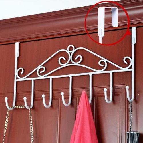 3 Colors Kitchen Bedroom 7-Hook Hanging Rack Holder Door Wall Hangers Bathroom Towel Hook Rack