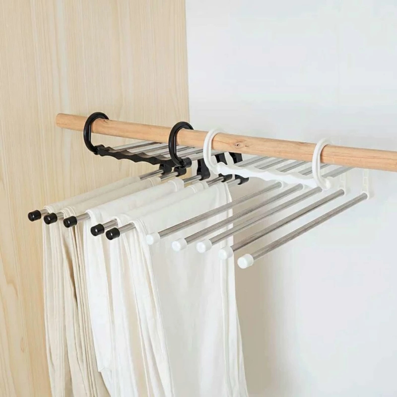 Tiktok Telescopic Pants Hangers Non-Slip Clothes Organizer Layered Jeans Rack for Trousers Scarf Household