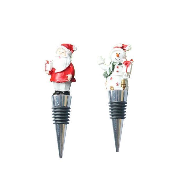 One Pc Price Holiday Christmas Decoration Little Figurines Glass Wine Bottle Stopper Zinc Alloy Cork Wine Stopper