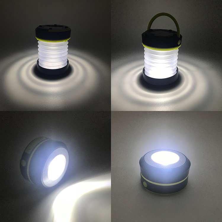 POP UP Solar Rechargeable LED USB Camping Lantern Collapsible Tent Light With Mobile Phone Charger