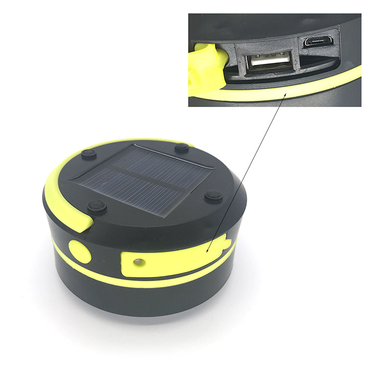 POP UP Solar Rechargeable LED USB Camping Lantern Collapsible Tent Light With Mobile Phone Charger