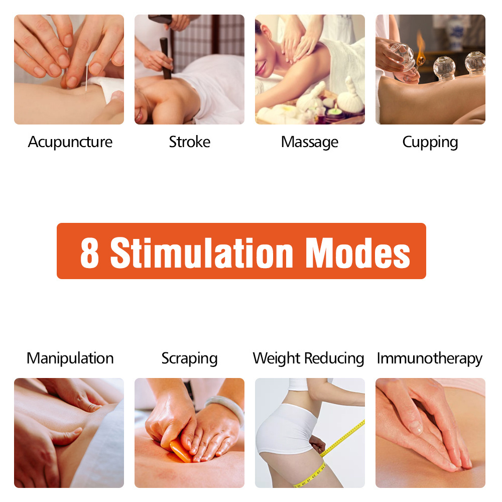 8 Mode EMS Electric Herald Tens Muscle Neck Machine Acupuncture Body Massage Digital Therapy Stimulator