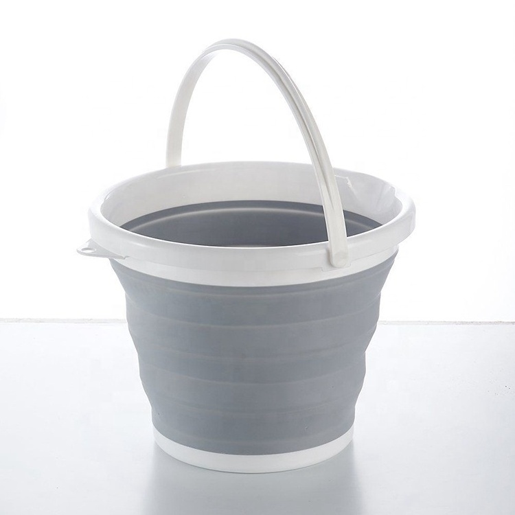 TPR Silicone Collapsible Water Pail Container Ice Carrier Portable Folding Fishing Outdoor Bucket