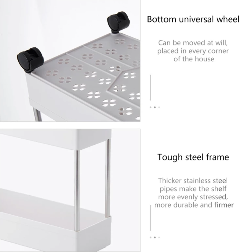 3 Tier/4 Tier Slim Storage Cart Mobile Shelving Unit Organizer Slide Out Storage Rolling Utility Cart Rack