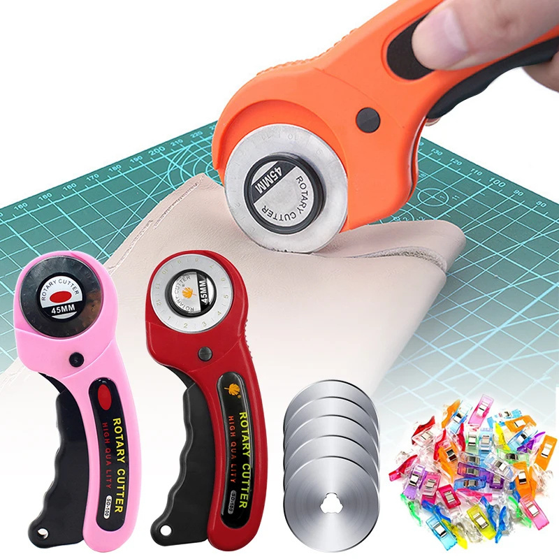 45mm Leather Craft Cutting Tool Rotary Cutter Set for DIY Fabric Patchworking Sewing Quilting Crafting with Ergonomic Handle