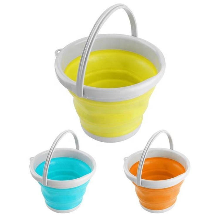 TPR Silicone Collapsible Water Pail Container Ice Carrier Portable Folding Fishing Outdoor Bucket