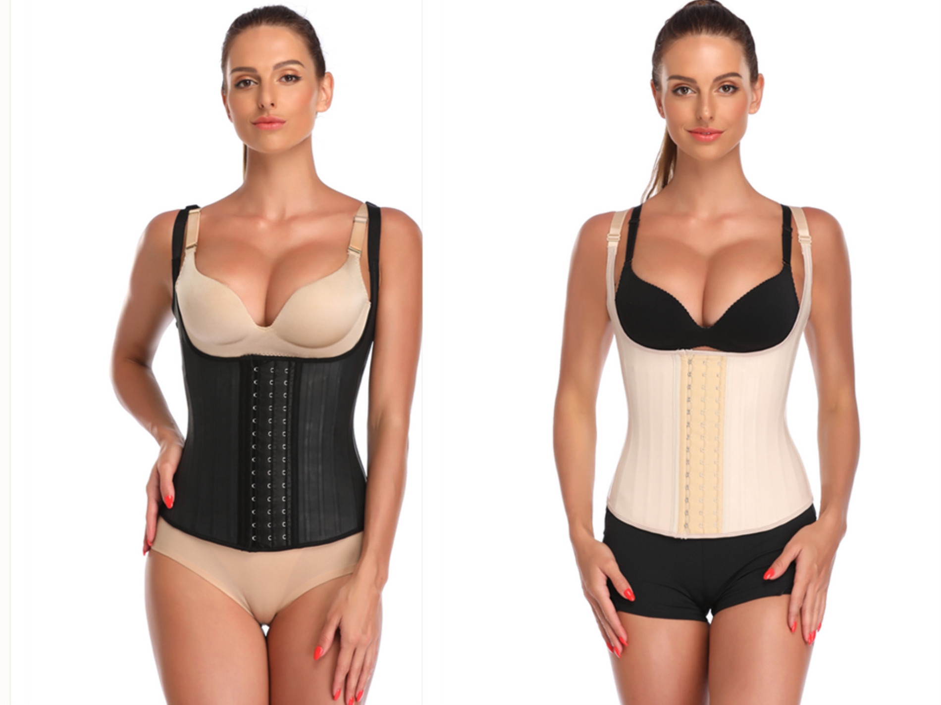 Black/Skin Tone Waist Trainer Latex Corsets Sexy Sport Girdle Women Body Slimming Trimmer Corset