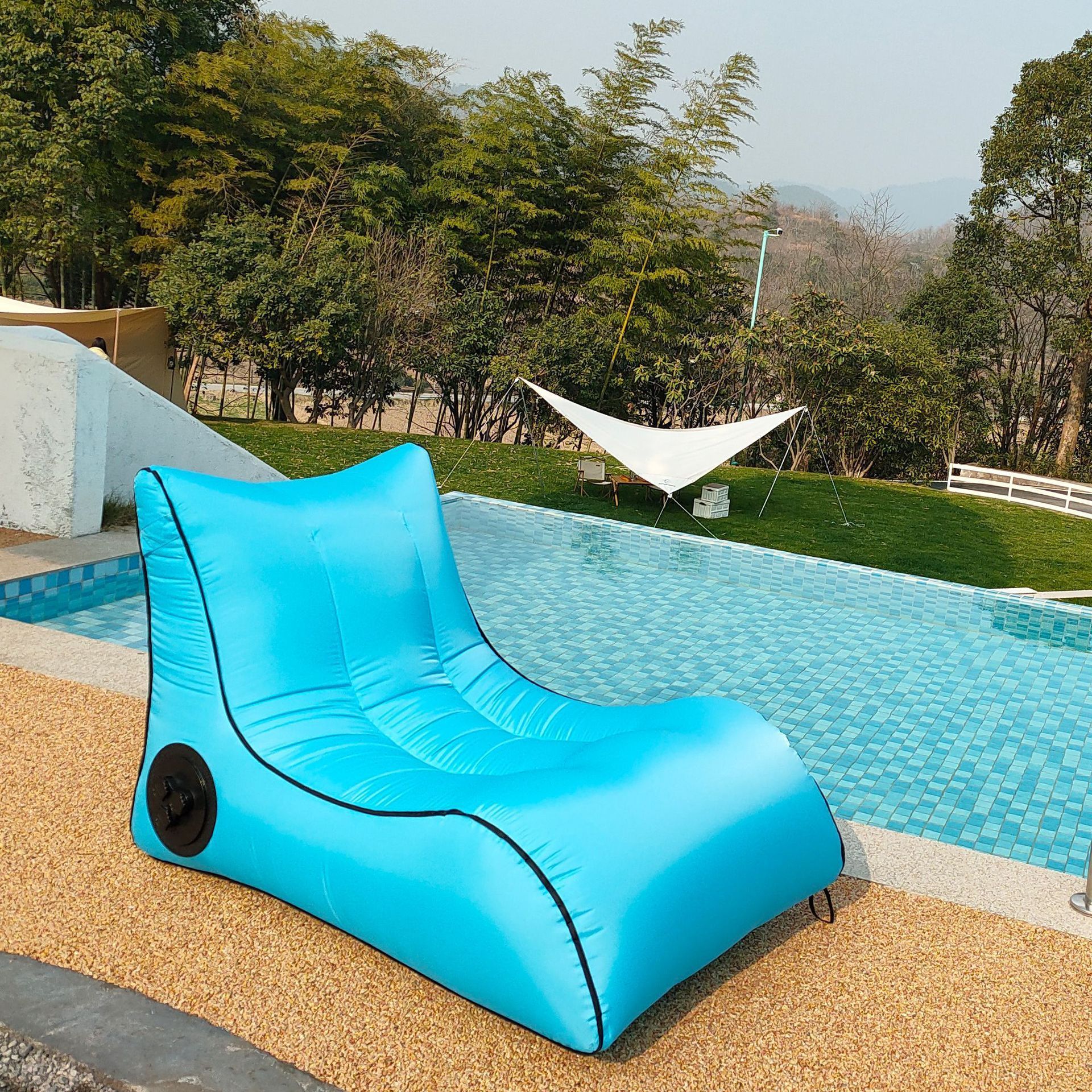 One Step Automatic Inflatable Sofa Pump Recliner Portable Outdoor Mat Camping Rechargeable Beach Air Bed