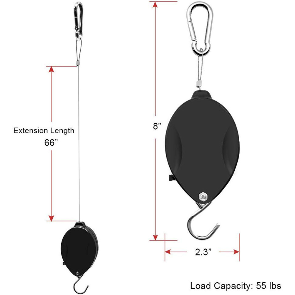 Locking Adjustable Hanger Hook Bands Rubber Cutter Rope Clip Garden Retractable Plant Pulley