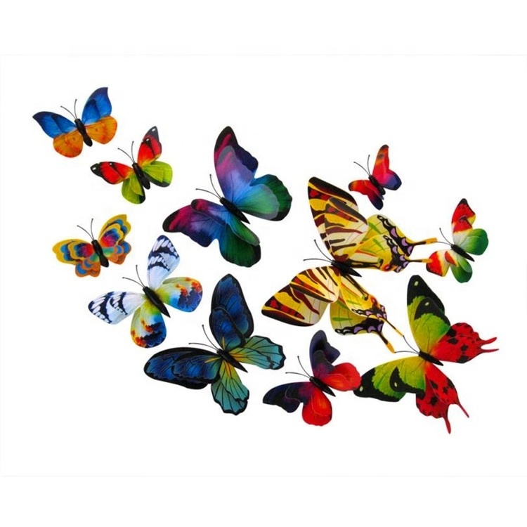 12Pcs/Set PVC 3D Butterfly Shape Wall Stickers For TV Background Home Decoration Kids Bedroom Wall Decorations