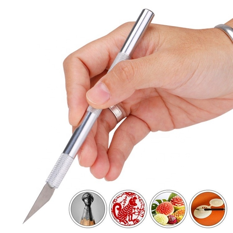 3 Different Blades Hand Art Craft Paper Cutting Knife Stencil Tool Metal Engraving Pen Handmade Rubber Stamp Carving