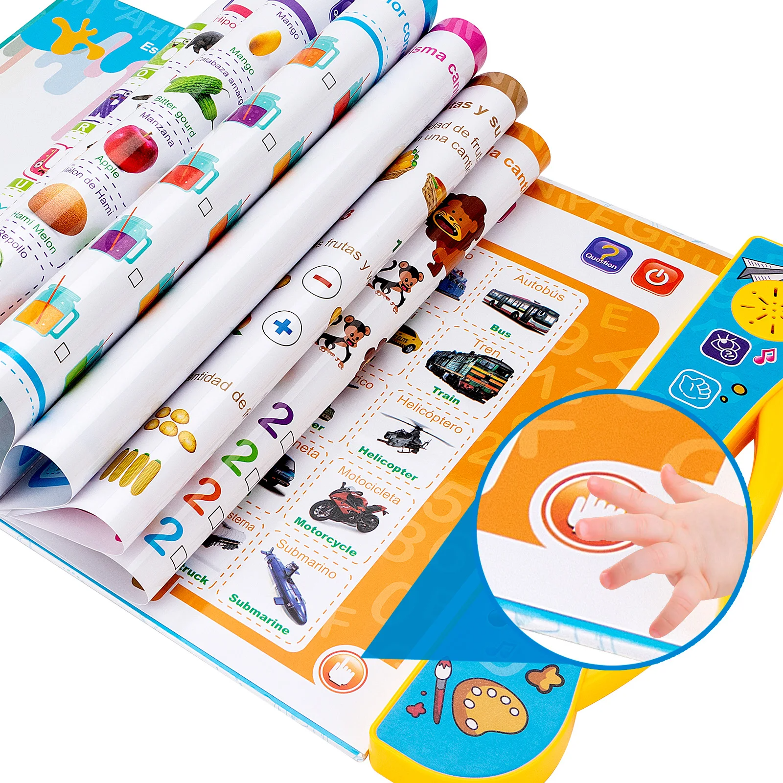 ABC Sound Electronic Speaking Libros Children Reading Musical Didactic Book Girl Boy English Spanish Voice Books Smart Toys