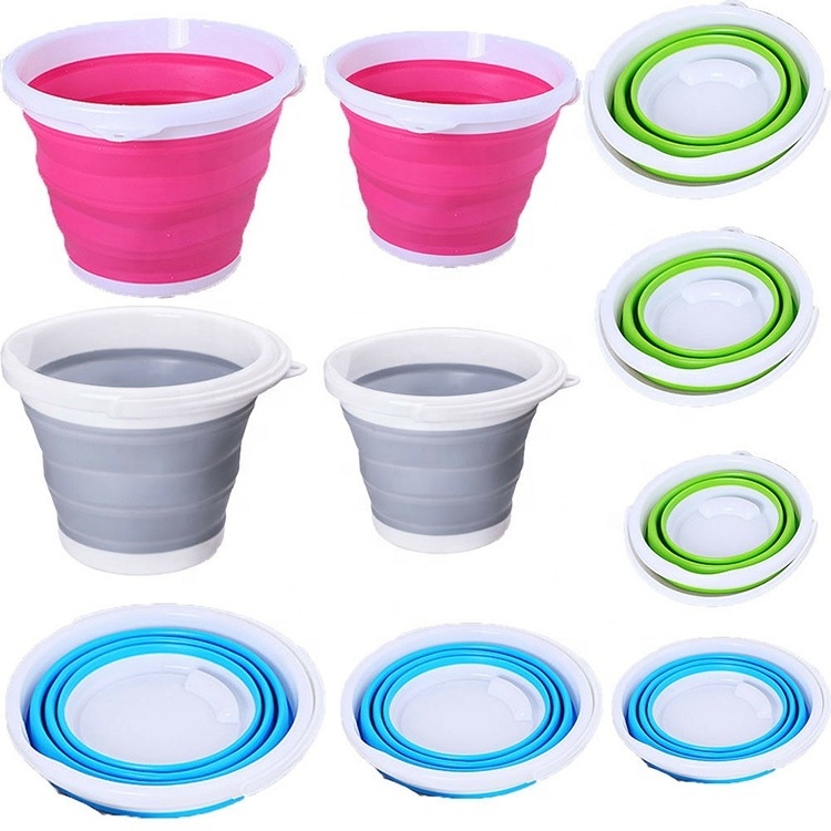 TPR Silicone Collapsible Water Pail Container Ice Carrier Portable Folding Fishing Outdoor Bucket